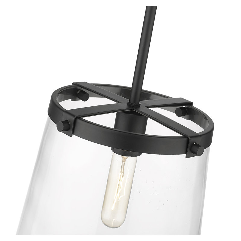 Luminaire suspendu cylindrique à 1 lumière Seden, Noir mat, H 93 po x l 10 po x P 10 po