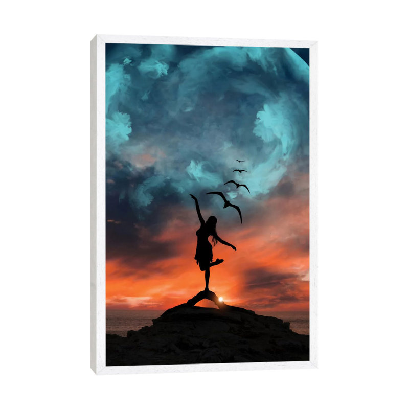 Free Girl by Abdullah Evindar - Print on Canvas, 66.04 cm H x 45.72 cm W, White Framed