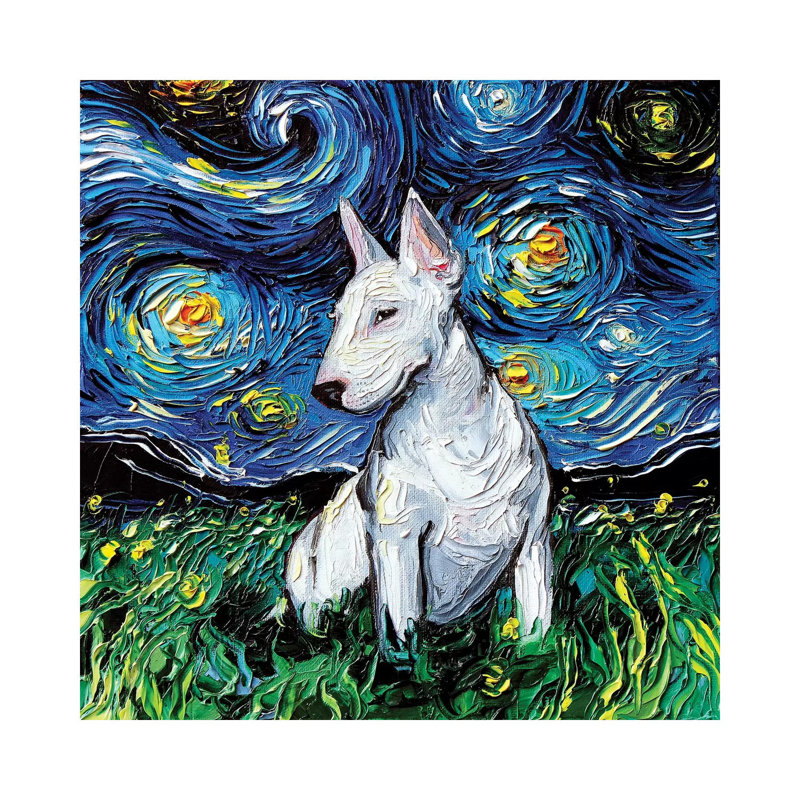 Bull Terrier Night by Aja Trier - Wrapped Canvas Gallery-Wrapped Canvas Giclée, 45.72 cm H x 45.72 cm W x 1.91 cm D