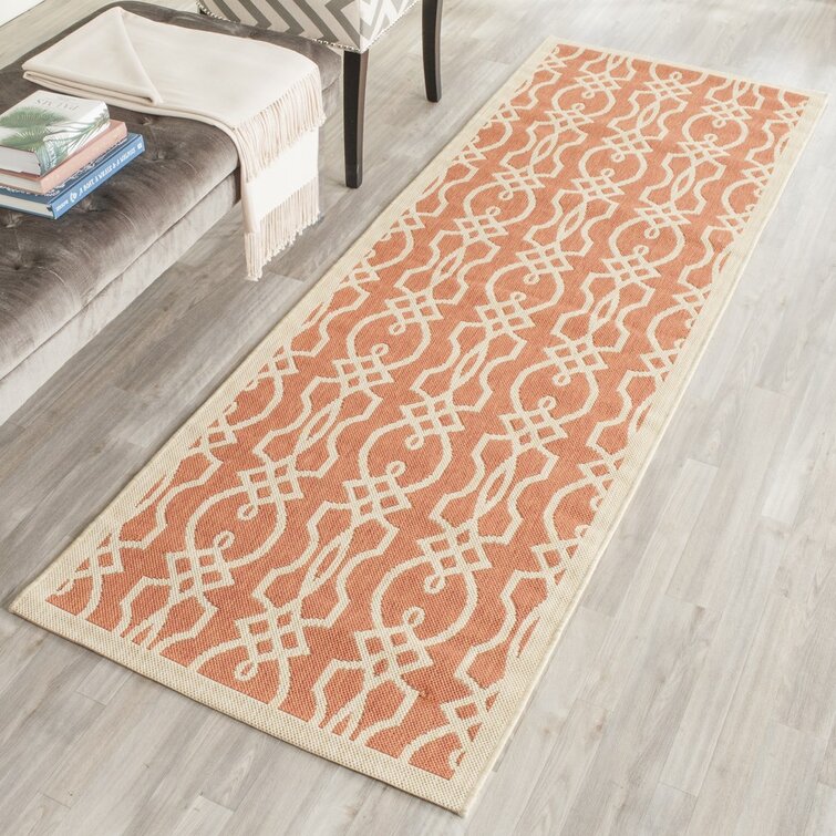 Jamon Geometric Orange/Beige Area Rug 4’x5’-7”