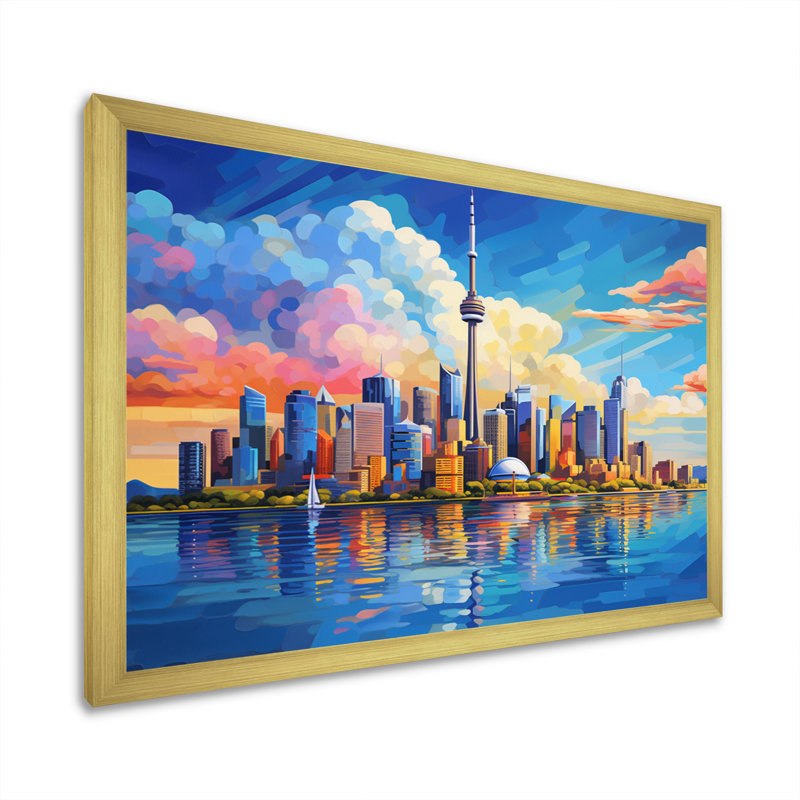 Popart Australian City - Sydney Canvas Prints, Encadrement doré, H 16 po x l 32 po x P 1 po