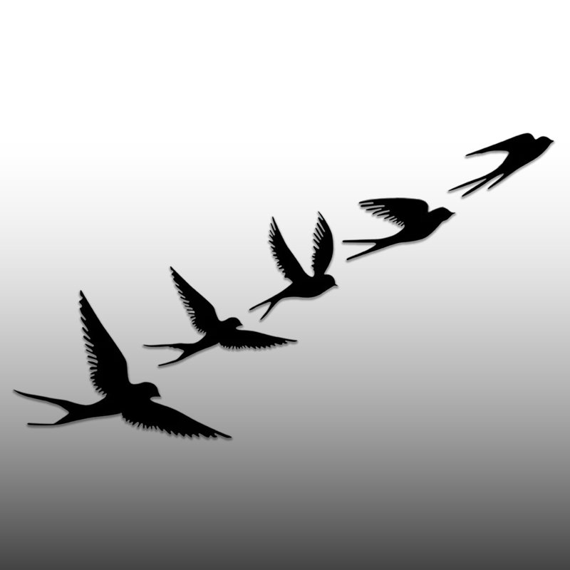 5 Metal Birds Wall Decor