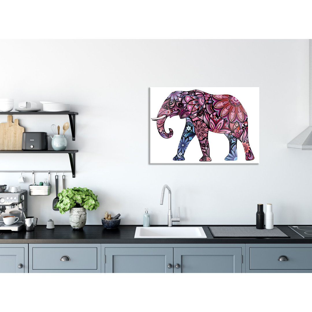 Glasbild Ornamentaler Elefant