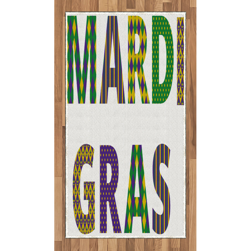 Mardi Gras High Density Long Fiber Poly Threads Decorative Area Rug Carpet, Rectangle 2'7" x 5'