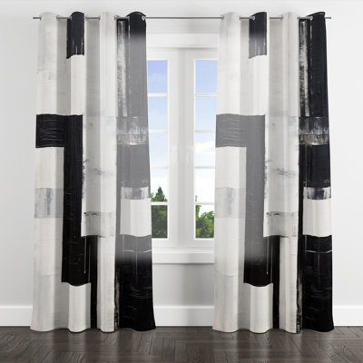 Andelo - Abstract Shapes Grommet Curtain - Velvet Room Darkening - 1 panel