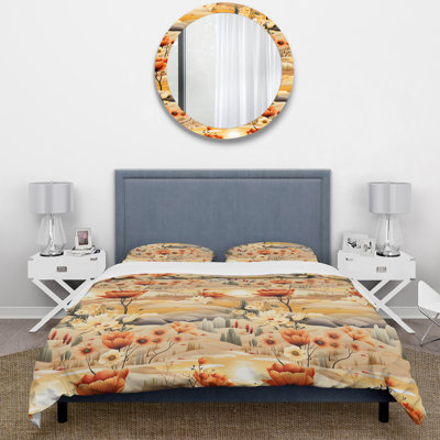 Literie beige à motif de fleurs de prairie Boho I