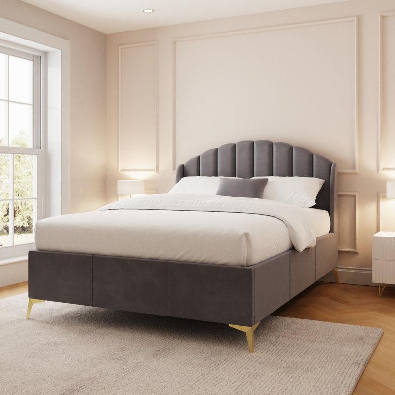 Thierry Upholstered Ottoman Bed, Grey, Double (4'6)