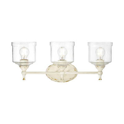 Corder 3 Light Bath Vanity with Hammered Water Glass Shade