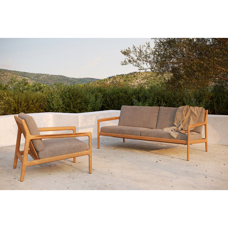 Jack Outdoor Teak Lounge Chair, White/Off White