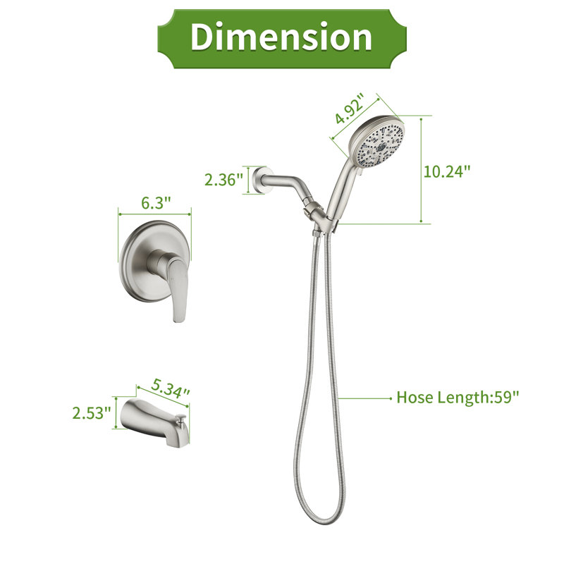 Pressure Balanced Complete Shower System with Rough in-Valve, Brushed Nickel