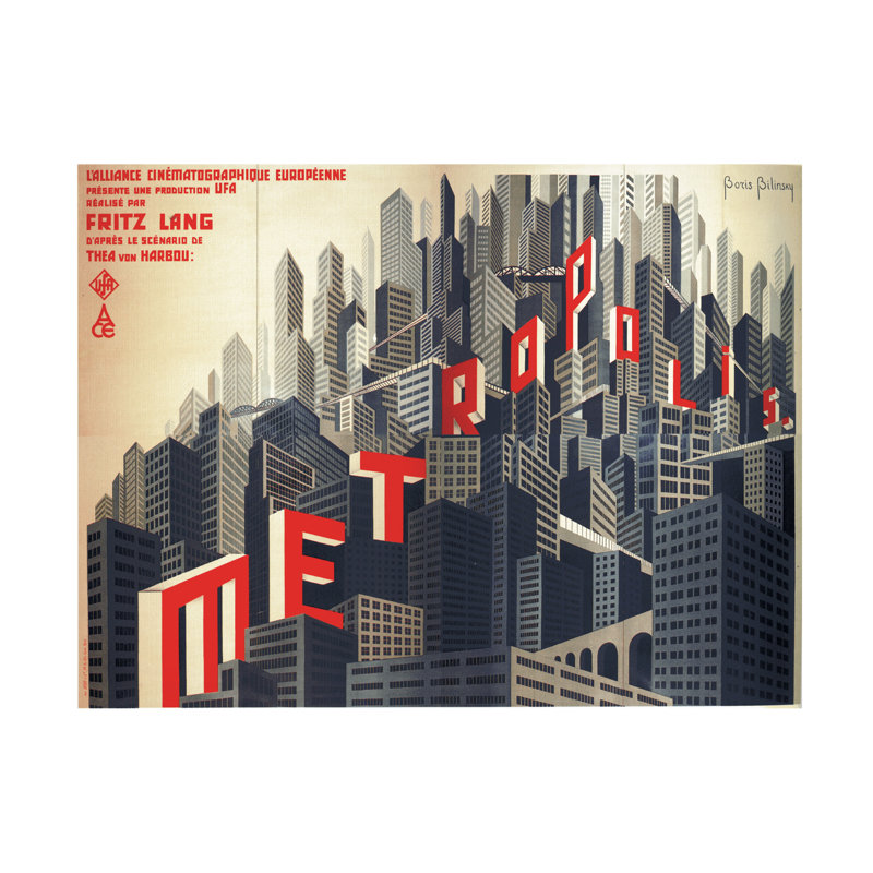 «Boris Bilinsky», affiche de film «Metropolis» par Fritz Lang, 1926, art sur toile, H 14 po x l 19 po