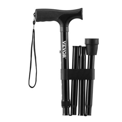 Canne de marche pour homme, canne pliante avec hauteur réglable à 5 niveaux et embout en caoutchouc antidérapant, aide à la mobilité légère et portable en aluminium pour les personnes âgées, charge de 220 lb