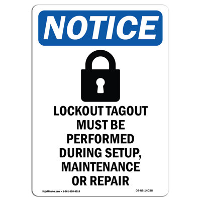 Lockout Tagout Must Sign with Symbol -  SignMission, OS-NS-A-1824-V-14038