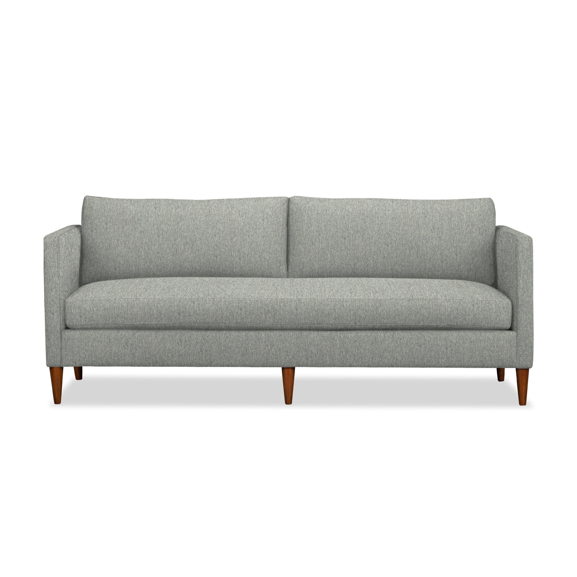 Clifford 87" Upholstered Custom Bench-Seat Sofa, Ticket Smoke Heathered Basketweave