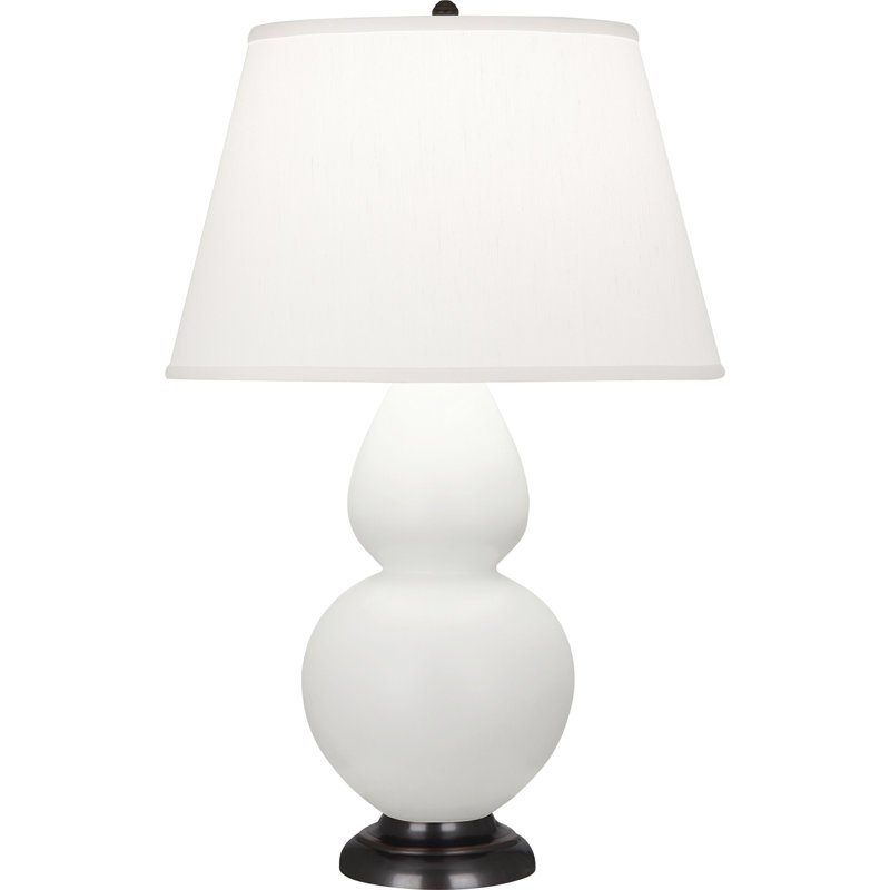 Double Gourd Table Lamp, White , Matte Midnight Blue/Deep Patina Bronze