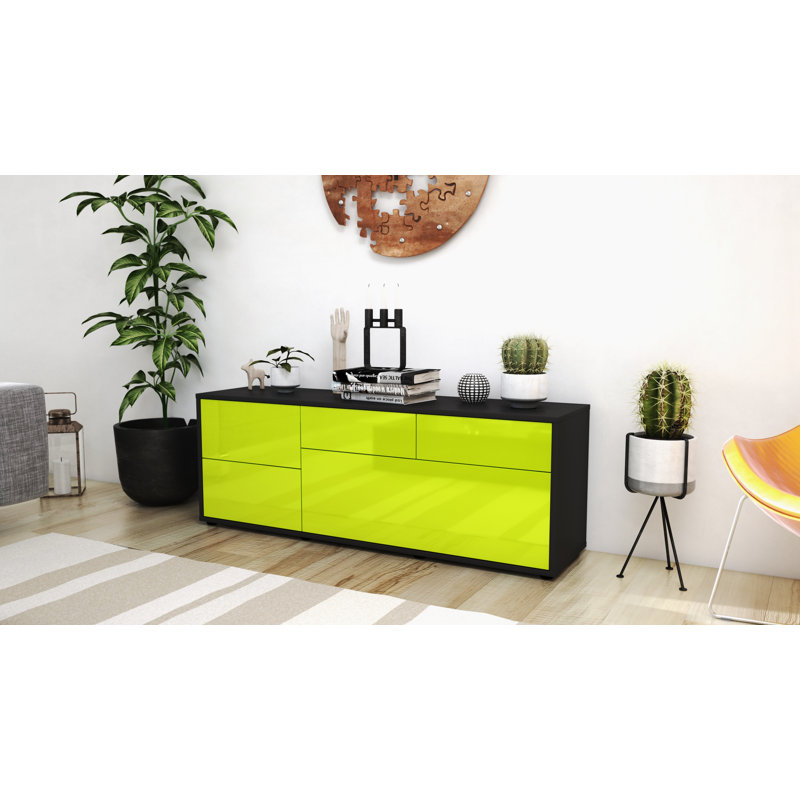 Yeates Unfinished TV Stand for TVs up to 60", High-gloss Green / Matte Anthracite