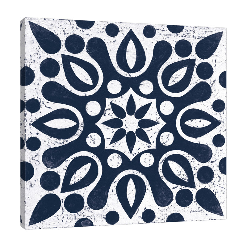 «Blue and White Tile IV», toile tendue par Kathrine Lovell, H 36 po x l 36 po x P 1,5 po