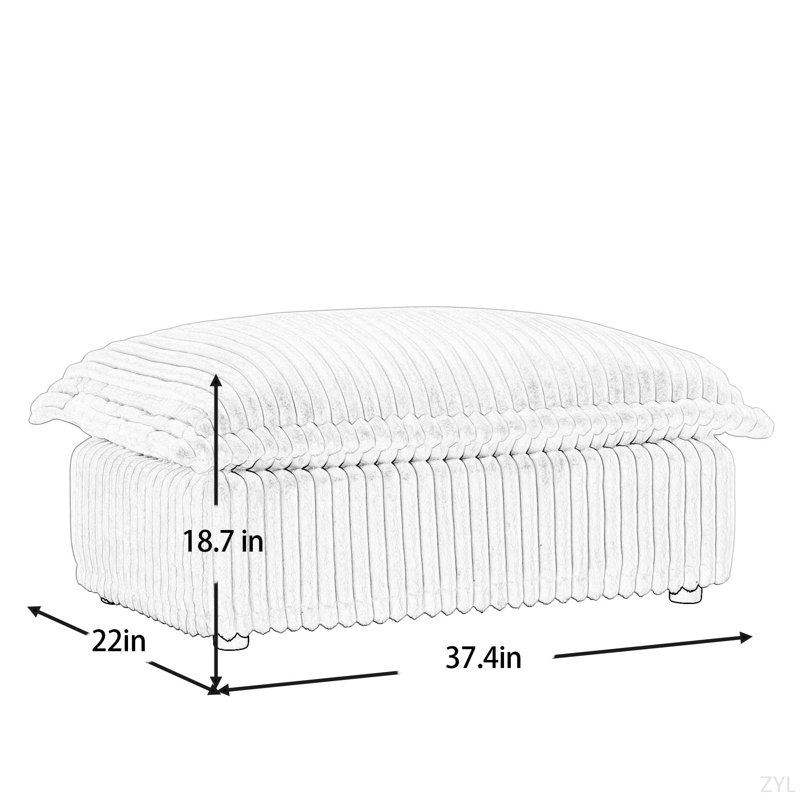 (Only Include Ottoman) Comfortable Home Ottoman, Green Corduroy