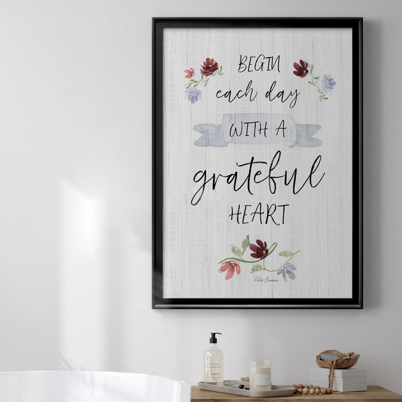 Toile encadrée Grateful Heart - prête à être accrochée, H 42,5 po x l 30,5 po, Noir