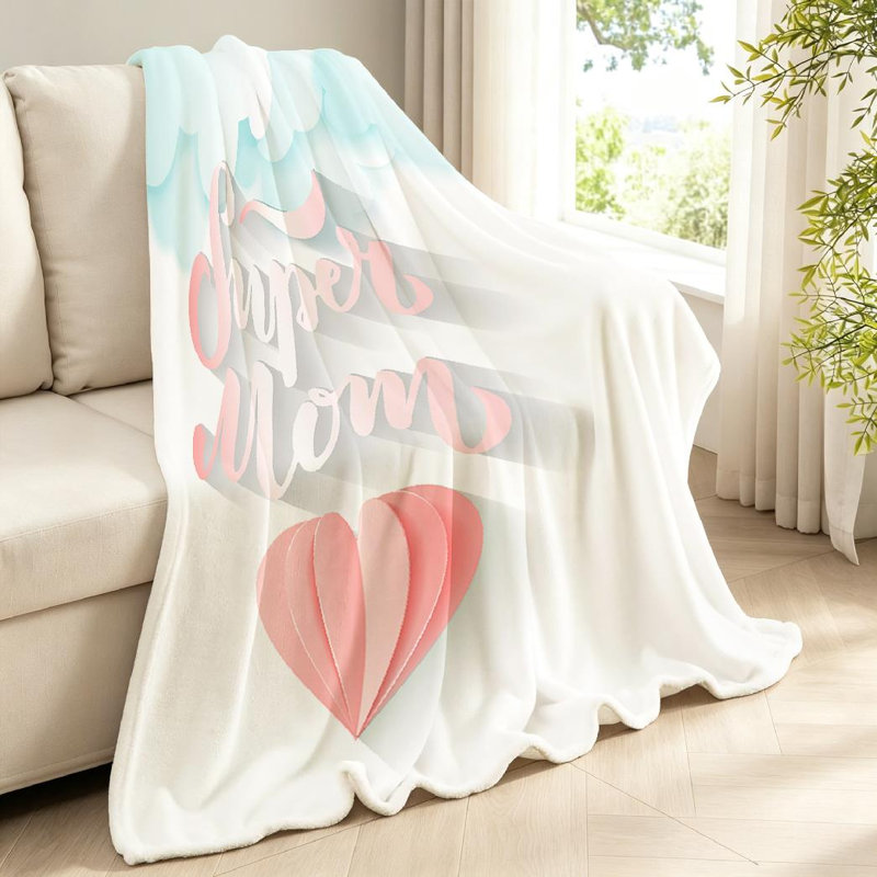 Jeté transparent en flanelle de polaire ultra douce, avec texte Super Mom pour impression recto, Throw 40" x 50"
