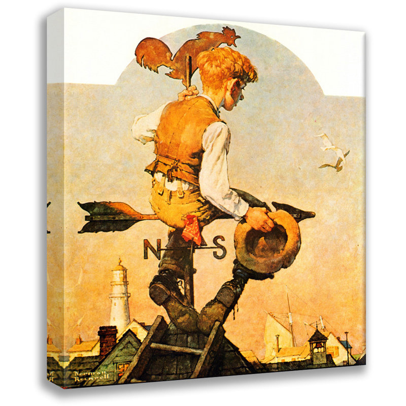 «Under Sail» par Norman Rockwell, toile tendue avec châssis, H 40 po x l 28 po