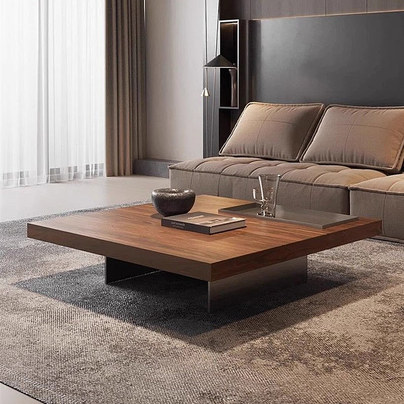 Modern minimalist square coffee table, 12.6" H x 47.24" L x 47.24" W