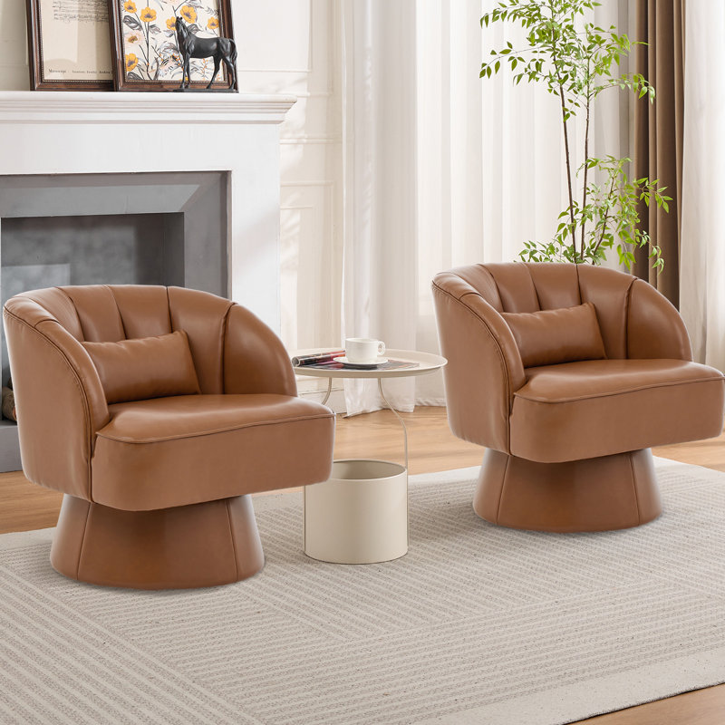 Fauteuil demi-tonneau pivotant à 360 ° Modern, Brown