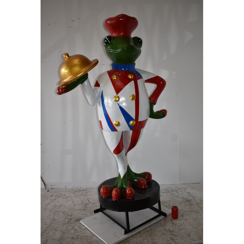 Giant Colorful Resin Frog Chef Outdoor Statue