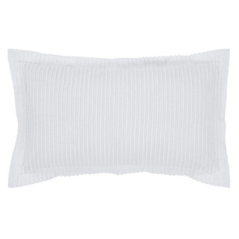 Taie décorative touffetée 100% coton Jullian, motif à rayures moderne, housse décorative douce et respirante, certifié OEKO-TEX, lavable à la machine, très grand lit (20 po x 36 po), blanc, toutes saisons