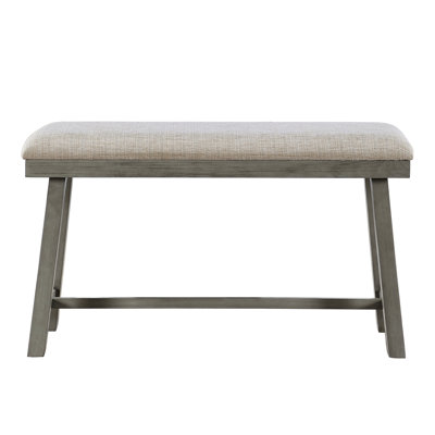 Banc de salle à manger à hauteur de comptoir de style industriel, siège rembourré en mousse grise