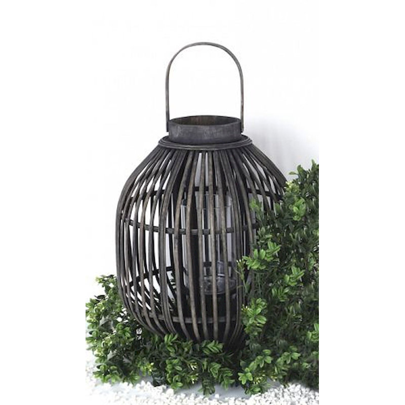 Lanterne de table en bambou, H 16,5 po x l 12,2 po x P 12,2 po