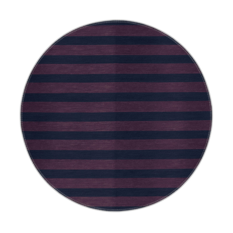 Tapis intérieur / extérieur gris HorizontalStripes, Rond 5 pi