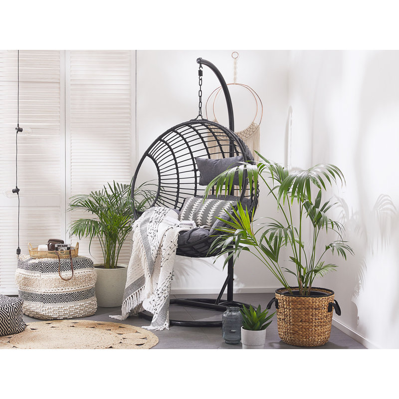 Angela Swing Chair with Stand, Dark Grey, Black