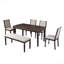 Ensemble de table de salle à manger 6 pièces, table rectangulaire de 60 po, 4 chaises capitonnées à haut dossier et 1 banc