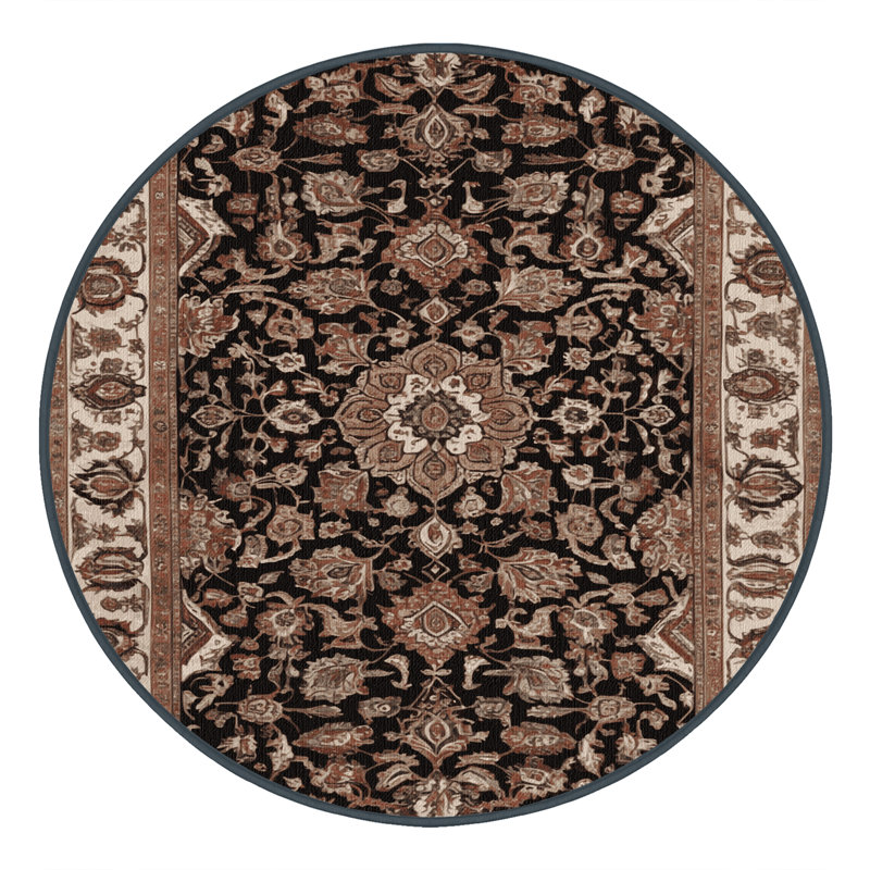Tapis brun lavable à la machine, Rond 8 pi