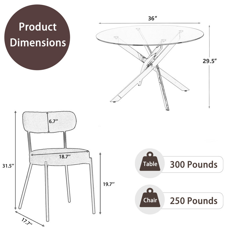 Ensemble de table de salle à manger 5 pièces, Noir, noir, noir, noir, H 29,5 po x L 36 po x l 36 po