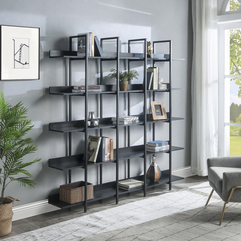 [VIDÉO] Bibliothèque ouverte à 5 niveaux pour bureau à domicile, tablette de style industriel rétro avec structure en métal, panneau de fibres à densité moyenne (ancien numéro de référence: WF286176AAB / N725P247766Z)