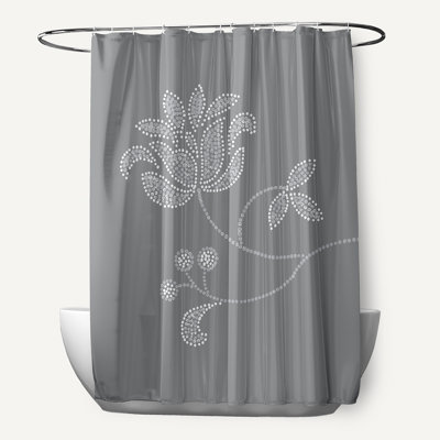 Rideau de douche simple à imprimé floral Aouab