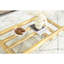 Table basse rectangulaire moderne, 55 po, plateau de table en verre trempé transparent, base en acier inoxydable doré, trait industriel et salon gracieux de 55 po avec verre, finition, style élégant