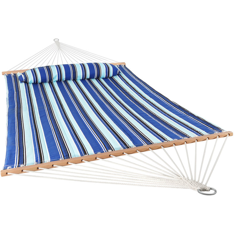 Hamac de bar en polyester avec support pour 2 personnes Volkrad - Catalina Beach, Motif géométrique bleu marine / gris