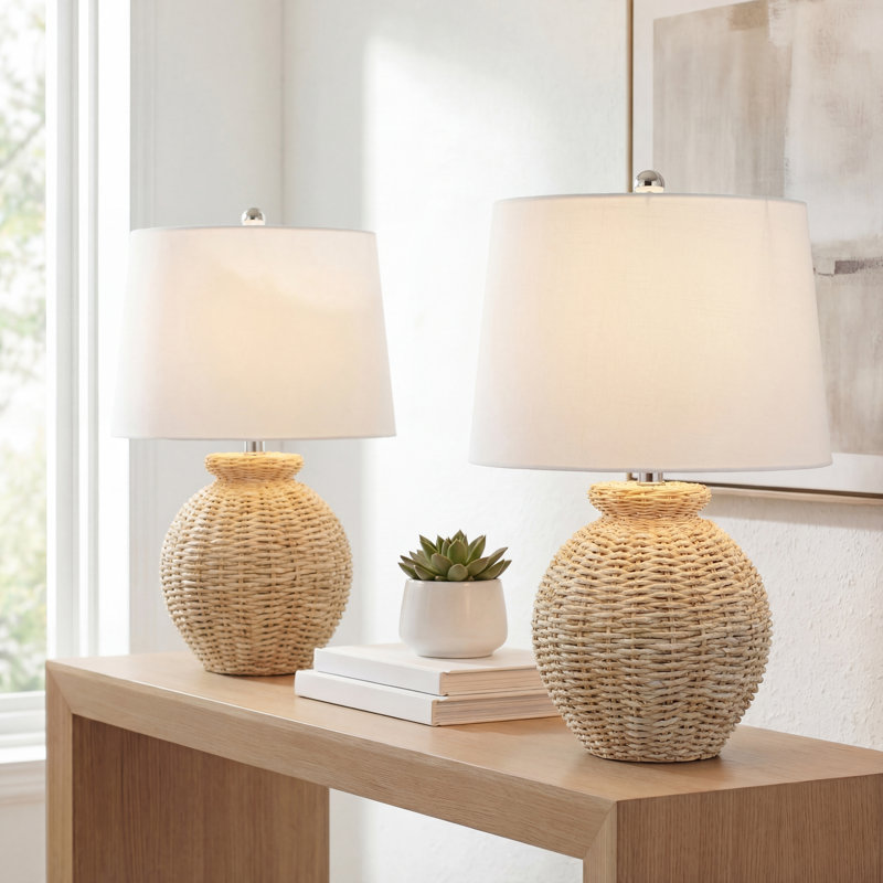 Nora 22" Rustic Coastal Globe LED Table Lamps