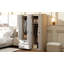 Garde-robe 4 portes avec tiroirs, tablette et tringle, blanc