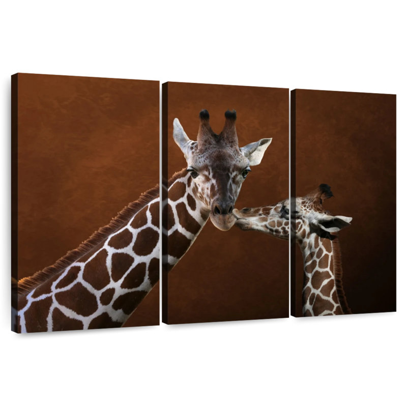 «Brampt Giraffe Kissing Mom», H 24 po x l 38 po
