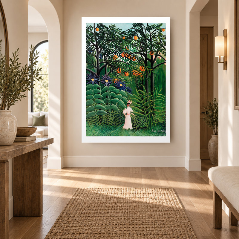 Green Henri Rousseau Tropical Exotic Jungle Canvas Wall Art, 30" H x 20" W
