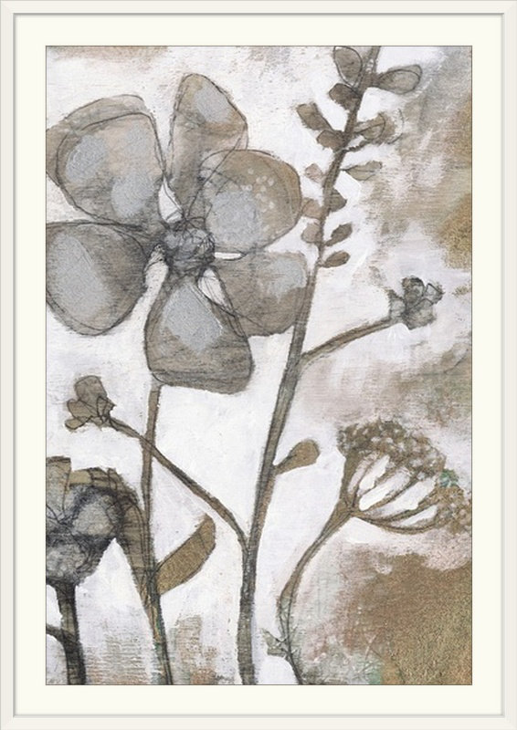 «Metallic Garden II» par Jennifer Goldberger, reproduction d'art, Cadre blanc, H 38 po x l 28 po x P 1 po