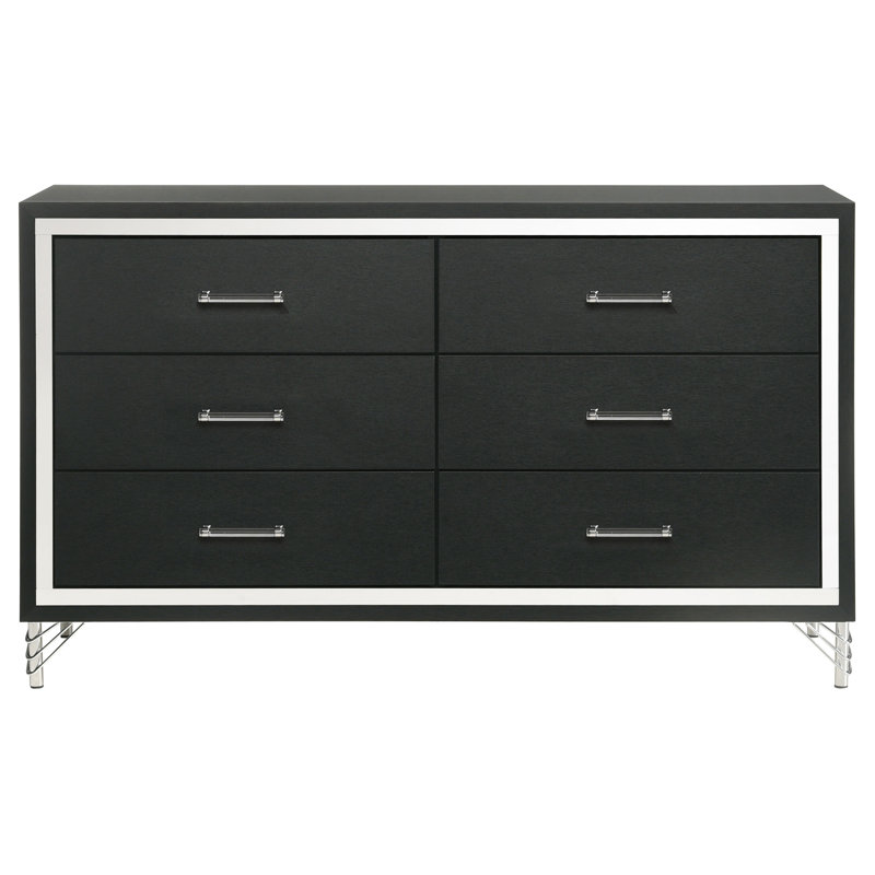 Kamarcus 6-drawer Dresser Cabinet Black, Black/White
