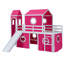 Lit mezzanine simple avec glissade, tente et tour rose - Lit mezzanine pour enfants avec glissade ludique