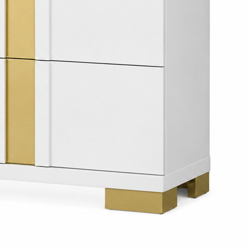 Full Bedroom Set, Black and Gold, 2 Piece Set with Nightstand, White, Gold