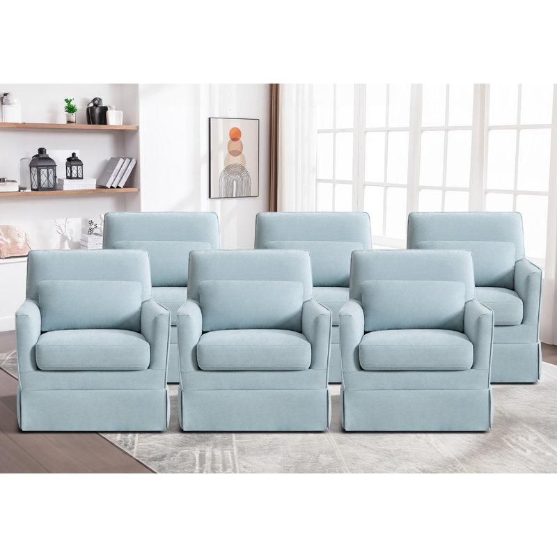 28.7" Wide Modern Soft Upholstered 360° Swivel Armchair With Lumbar Support Pillow, 6