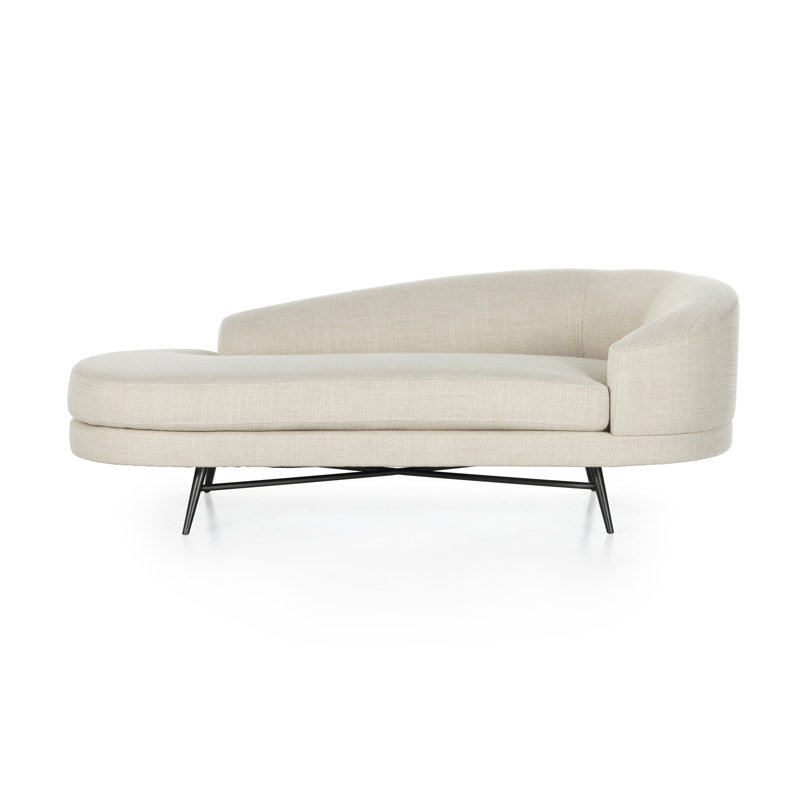 Carmela Upholstered Chaise Lounge, Carbon Black, Right-Arm Chaise, Irving Taupe Polyester Blend